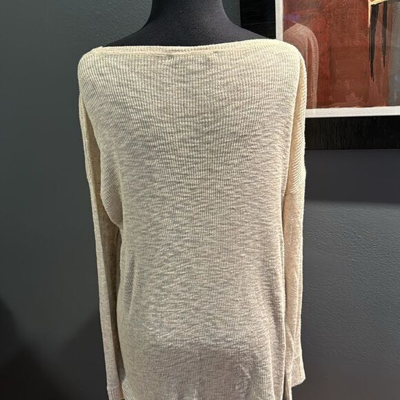 Vince linen blend oatmeal crew neck ribbed back lightweight sweater. XS. - Picture 7 of 9